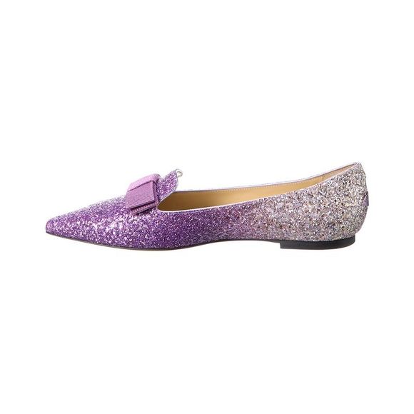 Jimmy Choo Gala Glitter Flat, Purple - Picture 2 of 5